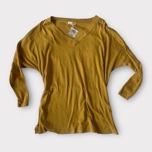 Bucketlist Long Sleeve V Neck Blouse with Side Slits
